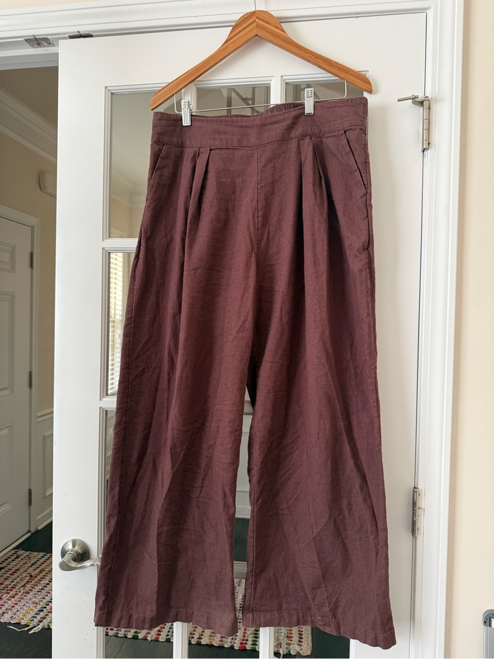 Abercrombie & Fitch Wide-Leg Pleated Pants linen and cotton blend Size L
